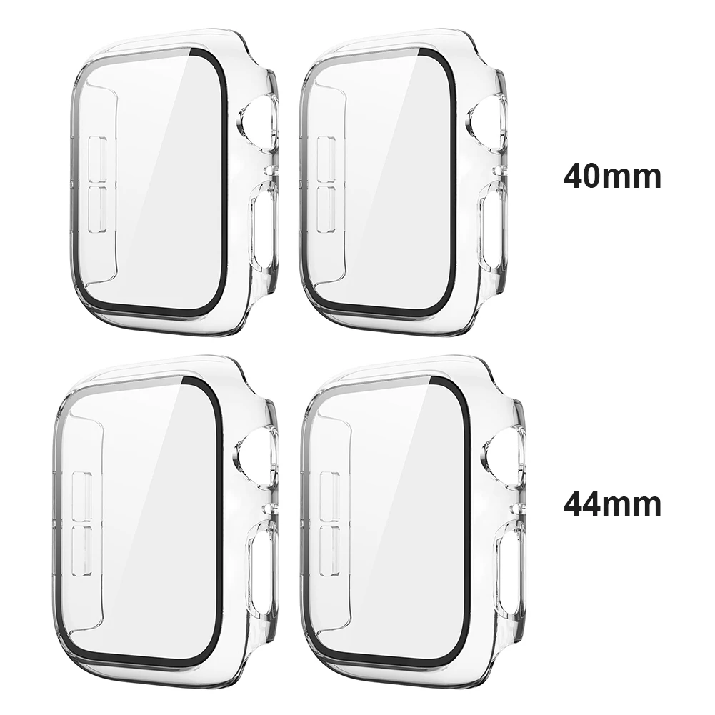 

2 шт. закаленное стекло для защиты экрана Защитный чехол бампер рамка закаленное стекло Твердый чехол для Apple Watch 4 5 6