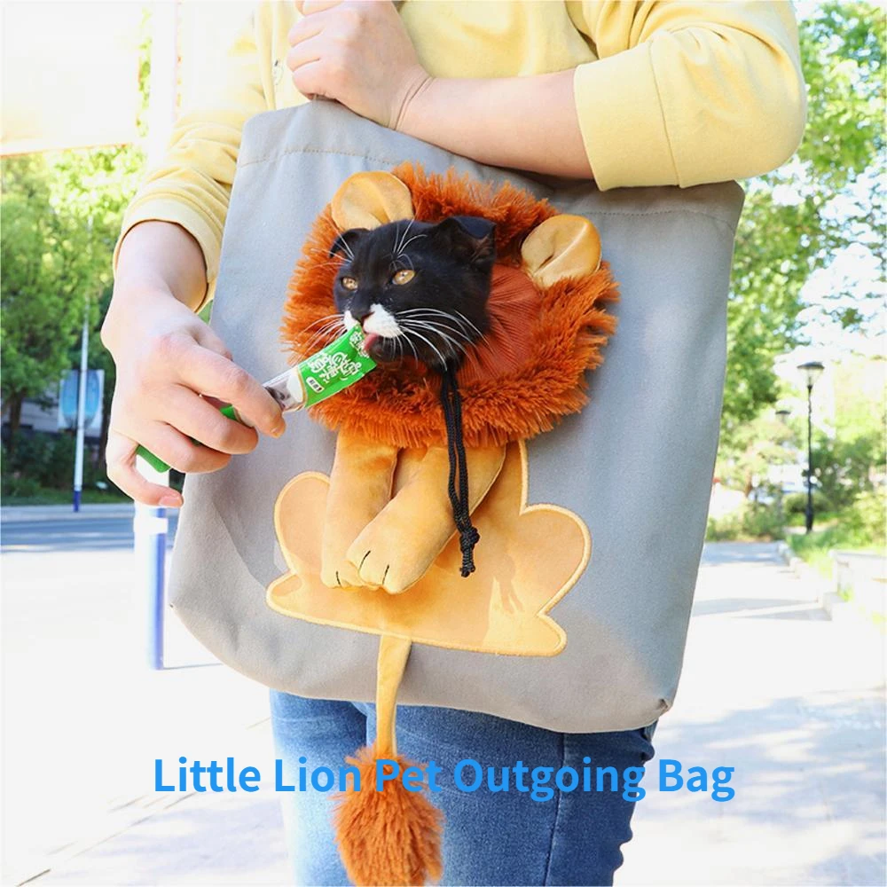 

Cat Dog Carrier Bags Little Lion Shaped Outgoing Portable Pure Cotton Breathable Pet Bag Pets Handbag Shoulder Bag Pet Supplies