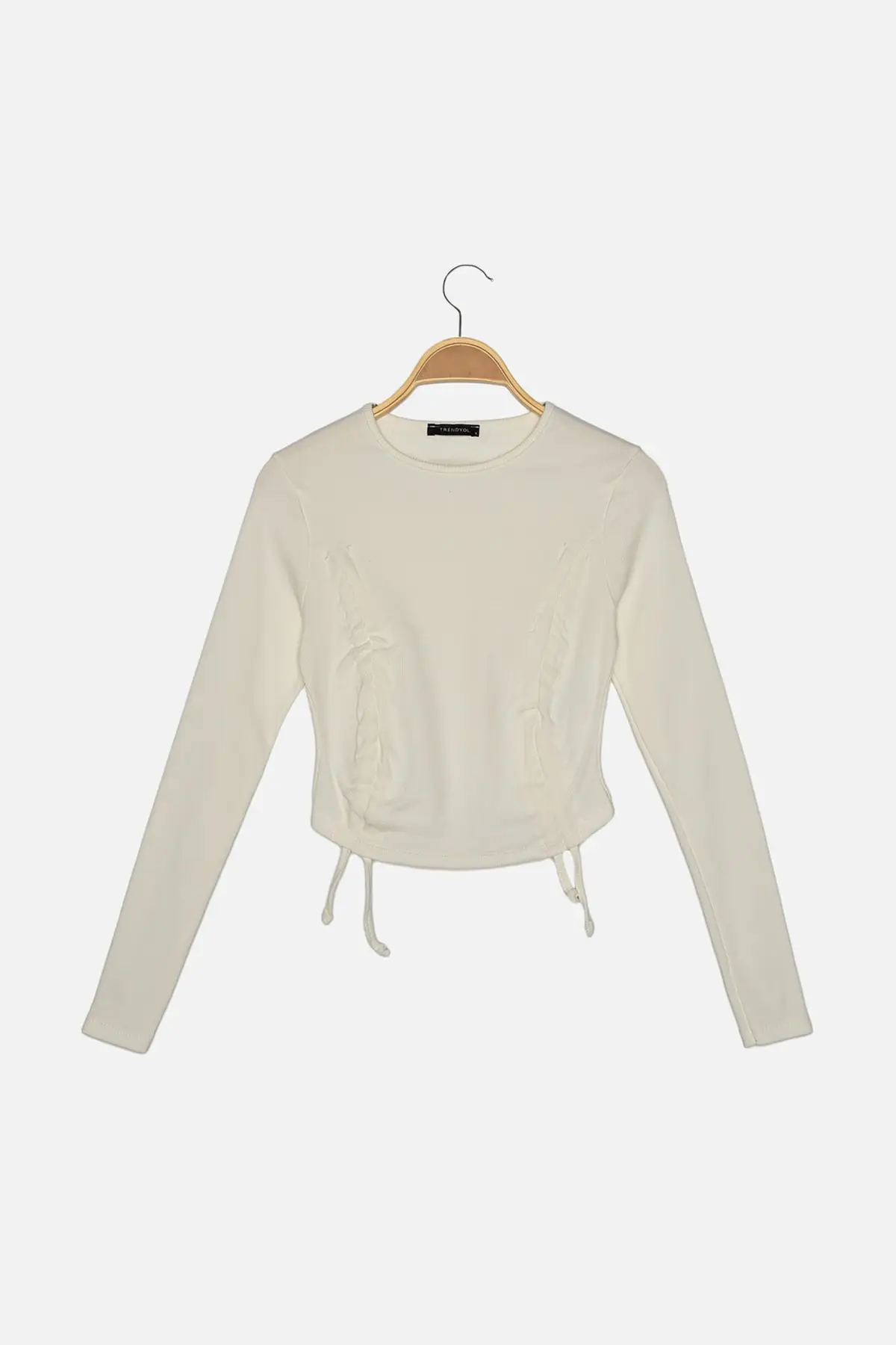 

Trendyol Ribbed and Shirred Crop Knitted Blouse TWOAW22BZ0257