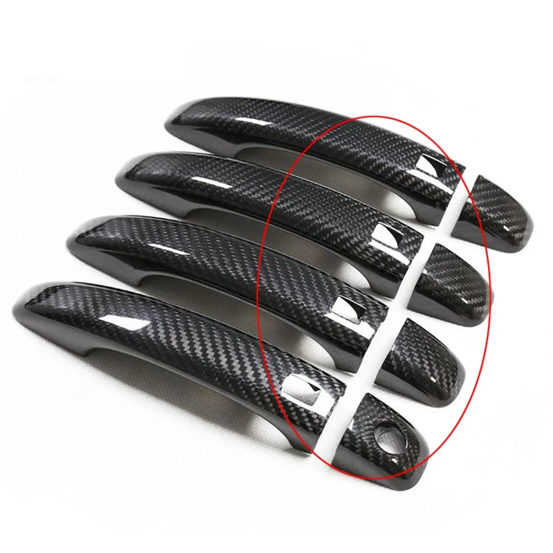 

For Audi Q3 A1 Carbon Fiber Car Front Rear Door Grab Handle Inserts Cover Frame Decoration Protector Catch Stickers Auto Styling