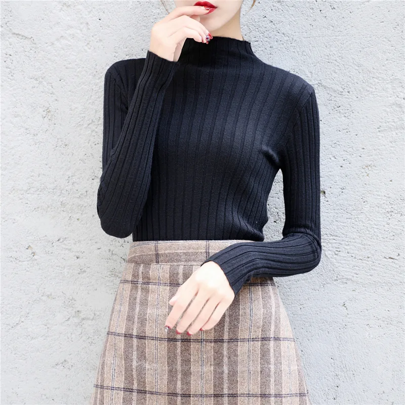 

Women's long sleeved solid color winter high neck casual leggings gray