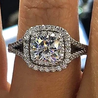 huitan eternity wedding bands engagement rings for women luxury silver color aaa crystal cz elegant ladys rings classic jewelry