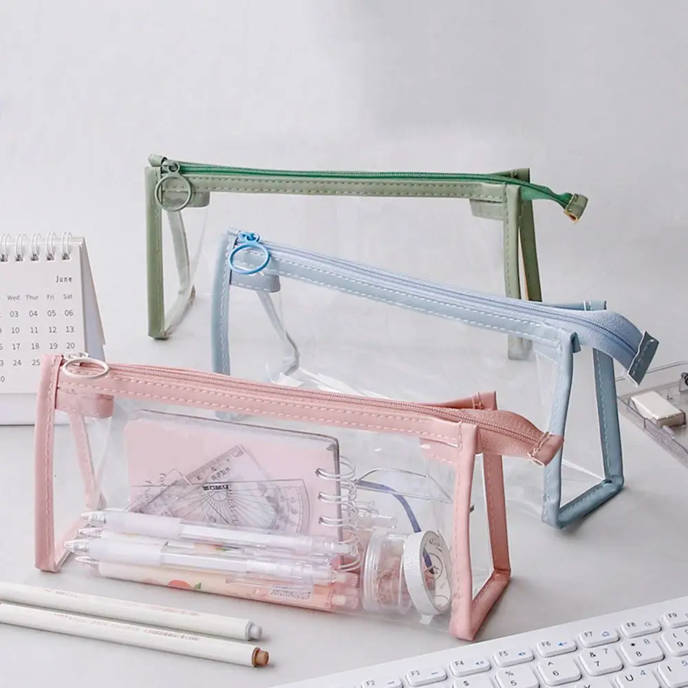 

Korean Students Gifts Stationery Organizer School Office Supply Storage Bag Transparent Pencil Bag Pencil Case Zipper Pen Pouch