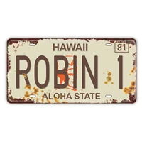 retro vintage auto license plate embossed number tag replica diy garage home wall decor hawaii