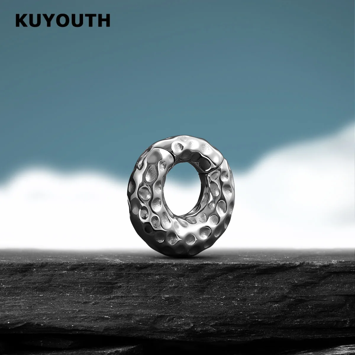 Фото KUYOUTH Кованые расширители для ушей из нержавеющей стали - 2 шт. беруши, манометры, носилки, гипоаллергенные украшения для пирсинга №3