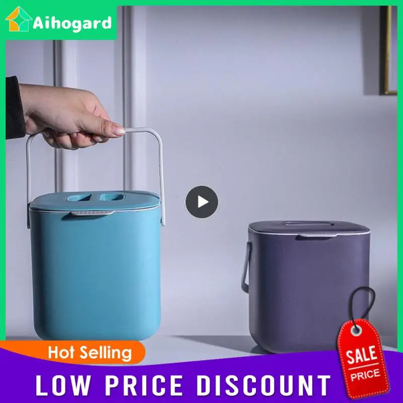 Double layer Kitchen Trash Can with Lid Wall-mounted Waste Baskets Push-top Garbage Bin Rubbish Container Storage Box