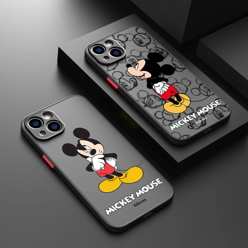 

Cartoon Mickey Minnie Disney For Apple iPhone 14 13 12 Mini 11 Pro XS MAX XR X 8 7 SE Plus Frosted Translucent Phone Case Cover