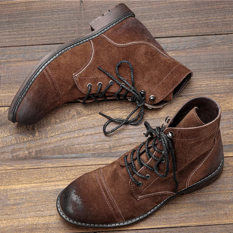 Мужские ботинки из натуральной кожи в американском стиле 8111 парашютные мягкая
