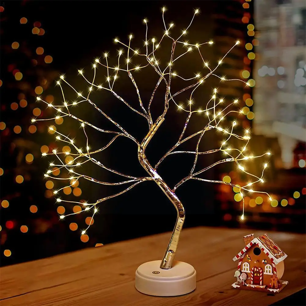 

Светодиодная мини-гирлянда в виде рождественской елки, медная проволока, лампа для украшения детской спальни, декор в виде ветки, модель A6T0