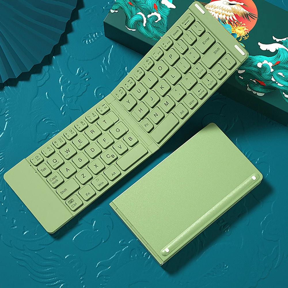 

Wireless Bluetooth Keyboard Folding Mini Mute Keyboard Support Ergonomics Rechargeable Compatible Windows/IOS/Android/ipad Table