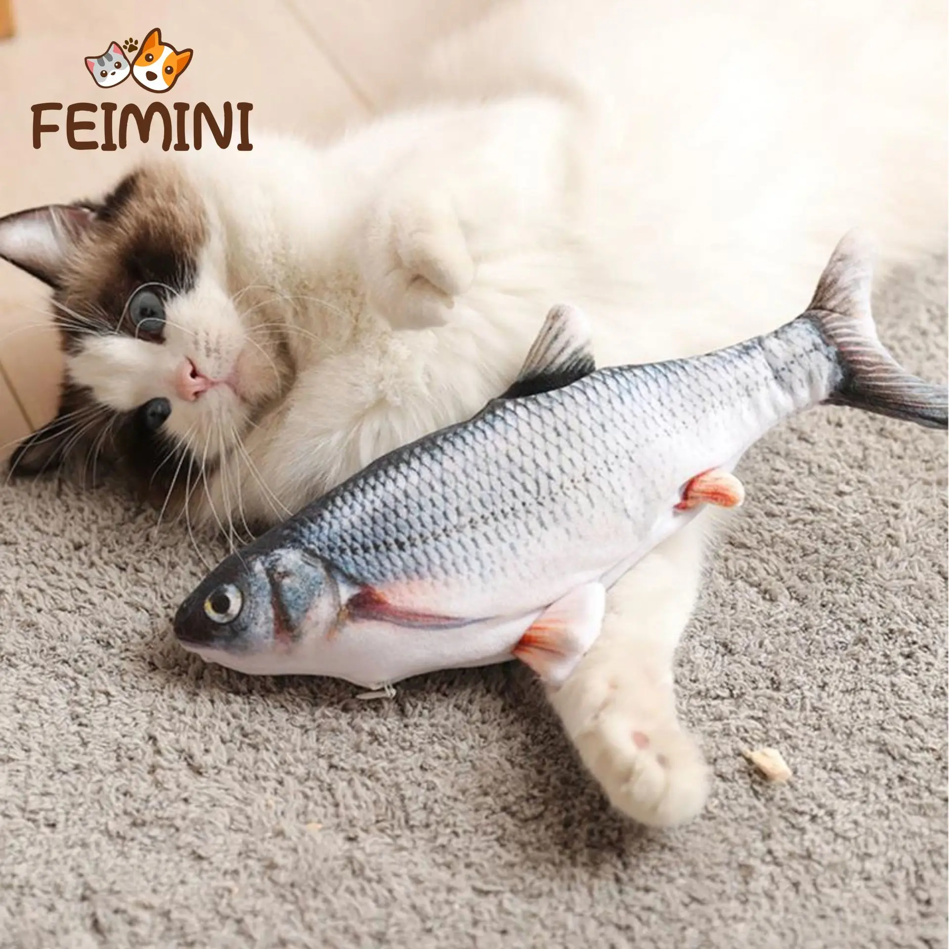 FEIMINI электронная игрушка для домашних животных, кошек, электрическая зарядка через USB, имитация рыбы, игрушки для собак, кошек, жевательная и...