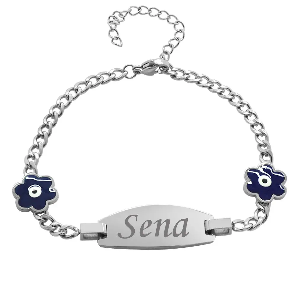 

Nipora Wild Flower Detailed Silver Color Personalized Name Written Steel Women's Bracelet