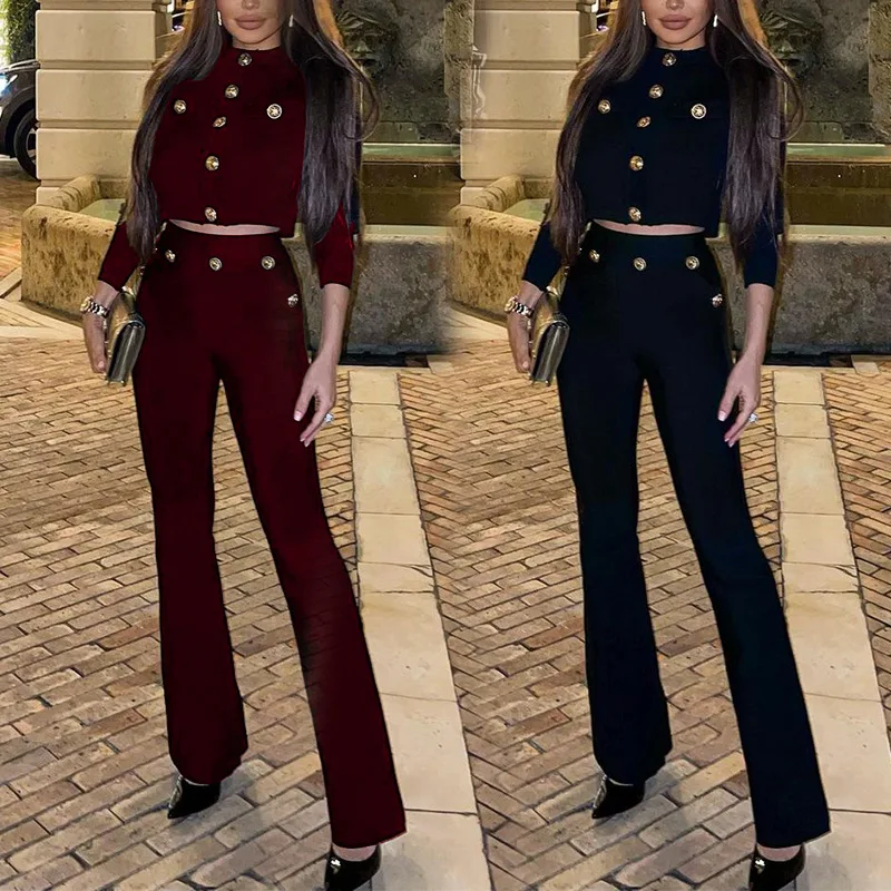 

Spring and Autumn New European and American Women's Clothing 2022 Fashion Temperament Slim Fit and Thin Casual Two-piece Set