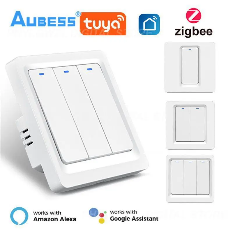 

Умный выключатель Zigbee, 100-240 В переменного тока, не требуется нейтральный, магнитный фиксатор Eu/Uk, переключатель с 3 режимами перезагрузки, кн...