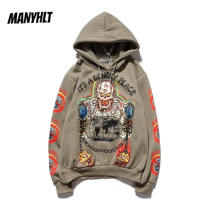 

New Men's Clothing Skull Palace Hoodie Jacket Hip-hop Graffiti Plus Velvet Hooded Sweater For Men And Women Anime Clothes