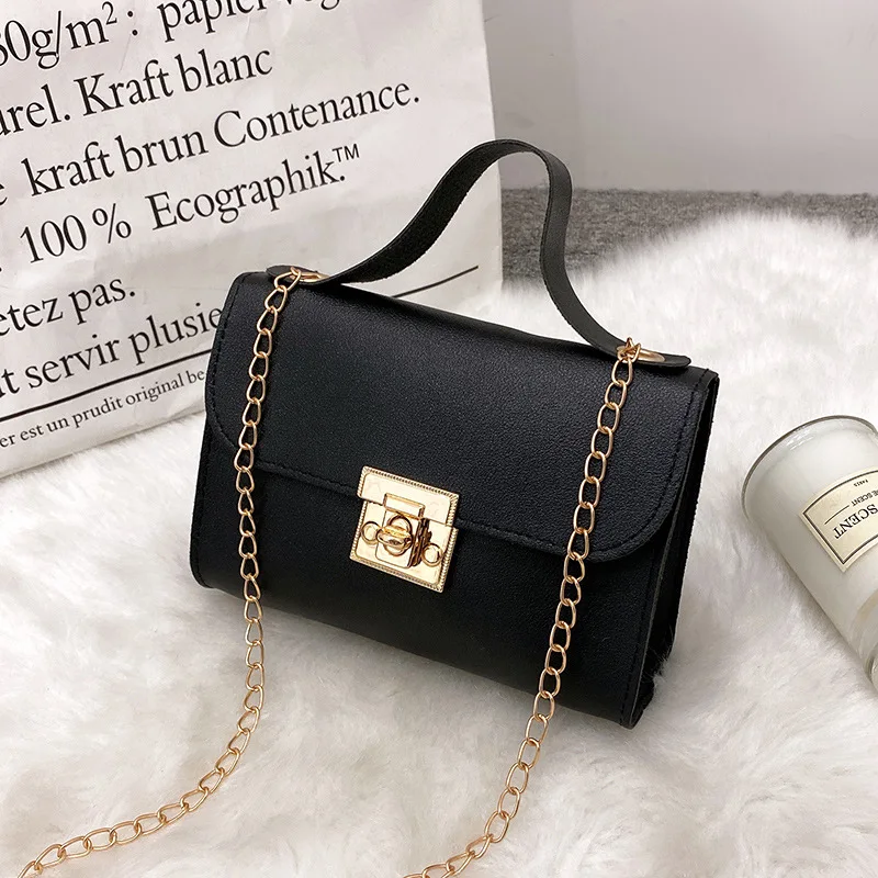 

2022 PU Leather Casual Crossbody Bags for Women Luxury Designer Simple Chain Shoulder Bag Ladies Designer Handbags Messenger Bag