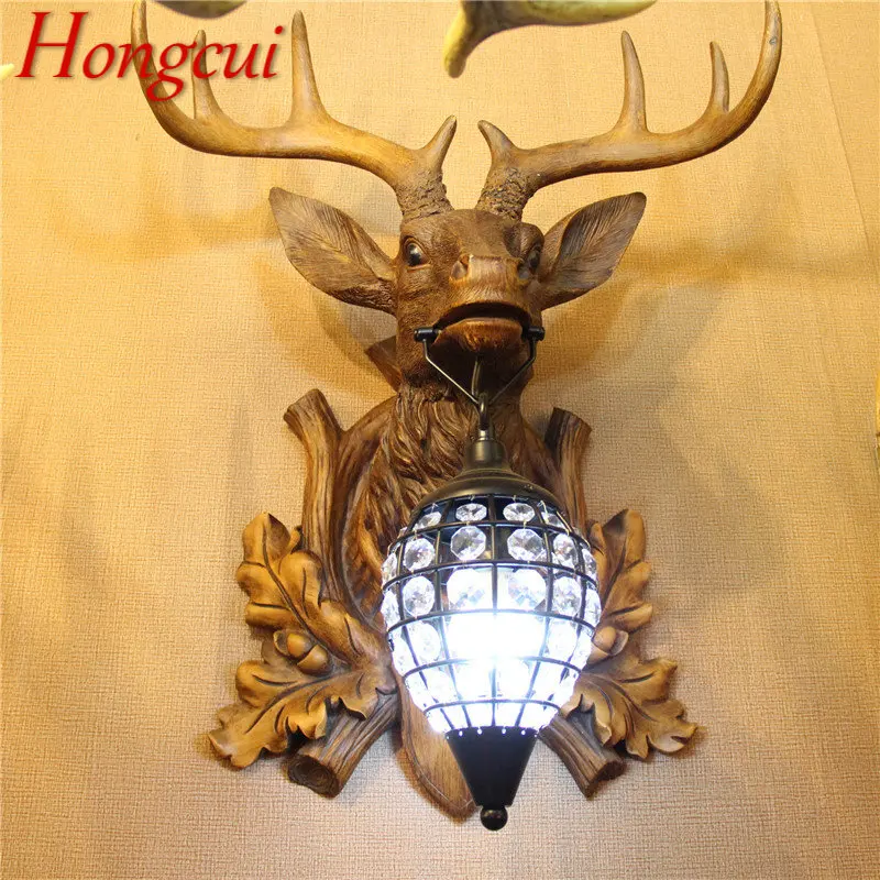 

Hongcui Modern Antlers Wall Lighting Creative Crystal Indoor Lamp Sconce Led for Home Living Bedroom Bedside Porch Decor