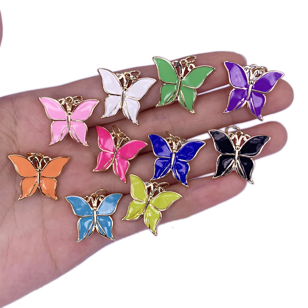 

Vintage Sweet Butterfly Necklace Pendant Boho Style Gilt Colored Enamel Charm Jewelry Made For Women Accessories Gift