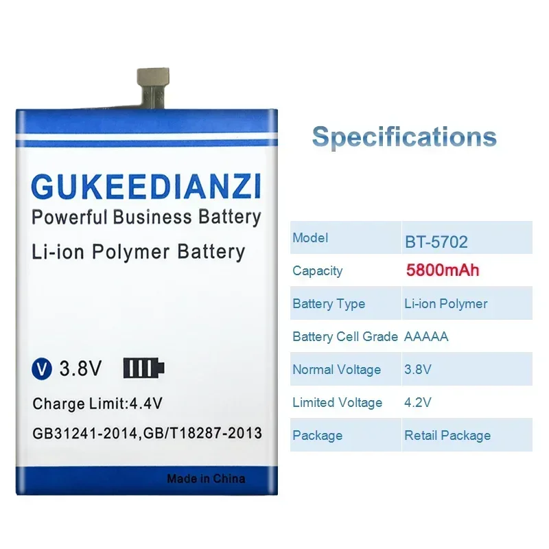 Сменный аккумулятор GUKEEDIANZI BT5702 5800 мАч для Leagoo xrover BT-5702