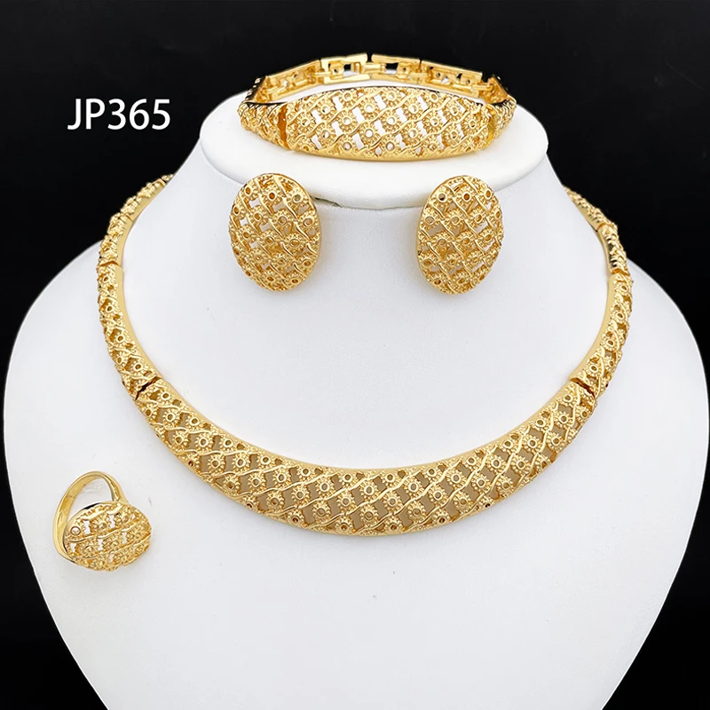 

Italian Gold Plated Jewelry Set Fashion Necklace Earrings Sets For Women colliers de bijoux de mode