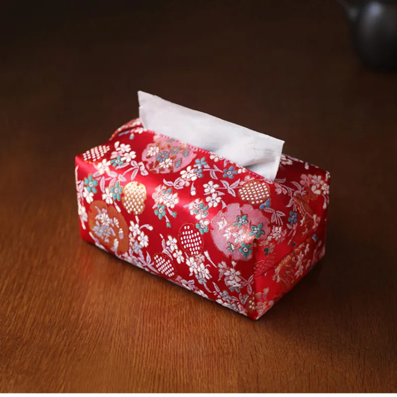 

Luxurious Damask Cloth Tissue Box Cover Gilding Flower Storage Bag for Living Room Kitchen Decoration