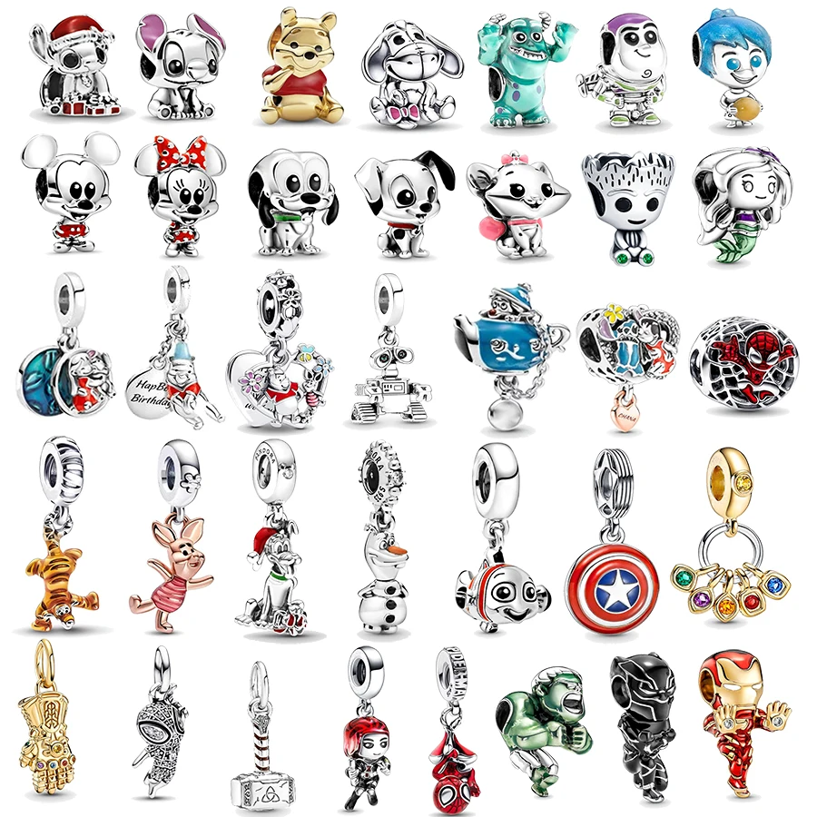 

Disney Stitch Alloy Pendant Cartoon Pooh Marvel Groot Charm Bead Pendant Fit DIY Pandora Bracelet Jewelry Accessories Cute Gift