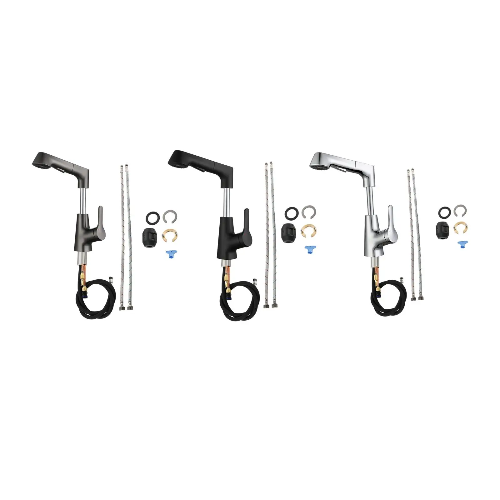 

Kitchen Faucets with Pull Down 360 Degree Rotating Single Handle for Hot and Cold Water Kitchen Sink Faucet for Bathroom