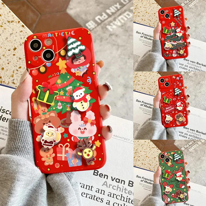 Чехол с 3D Санта-Клаусом и рождественским кроликом для Xiaomi Mi 12 11 Lite 13 12T 13T 11T Pro Redmi 10 9
