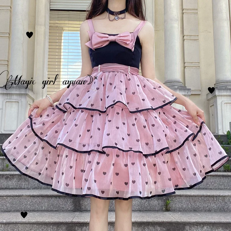 

5 Colors Sweetheart 3 Layers Original Design Women's Lolita Suspender JSK Dress Cute Girl Organza Summer One Piece