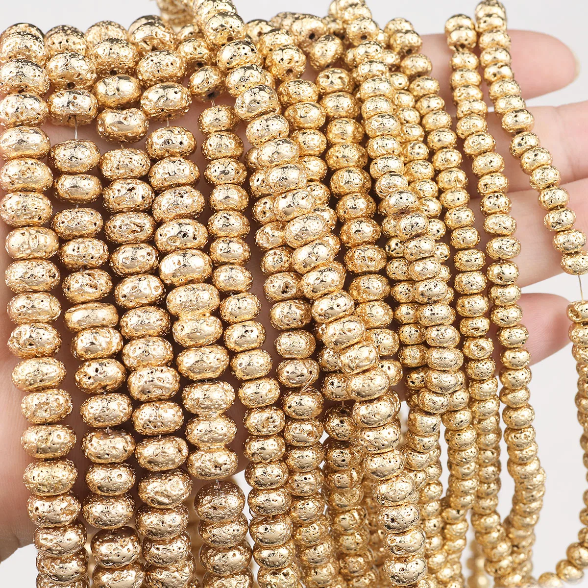 Натуральные вулканические камни 6/8/10 мм 14 к Золотая лава камень Овальный