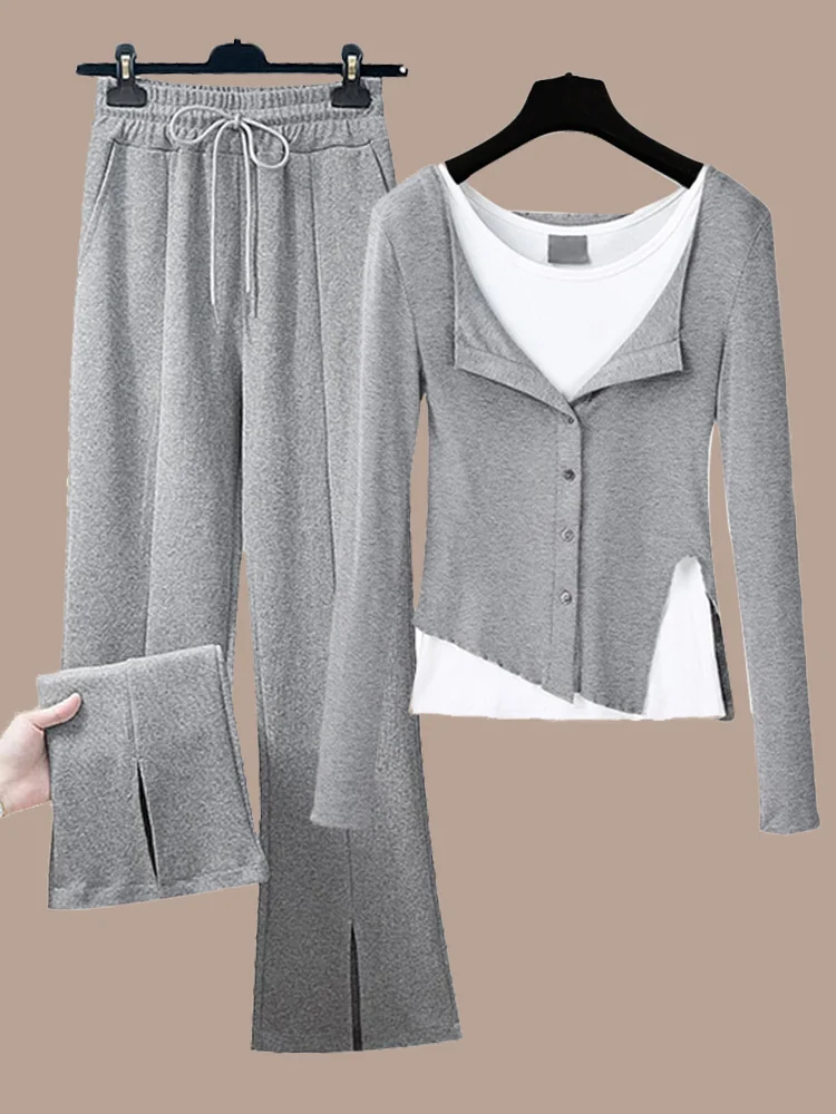 

Брюки Повседневный Модный комплект для женской одежды Новинка 2023 весна, осень и зима модный осенний свитер Толстовка два пирога