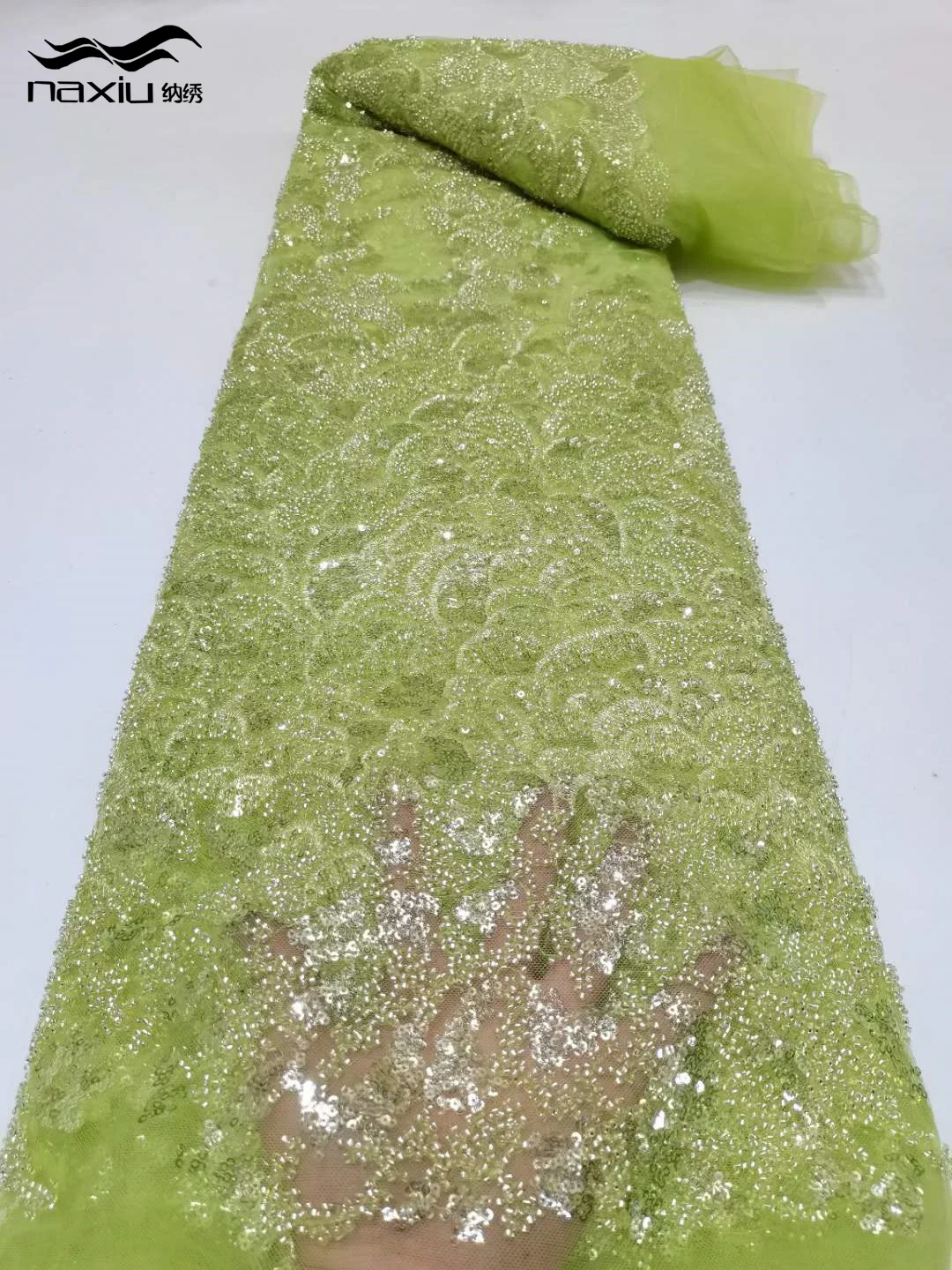 

Madison-Luxury African Heavy Bead Groom Lace Fabric, Nigerian Sequins, French Tulle Material, High Quality, 5 Yards, 2023