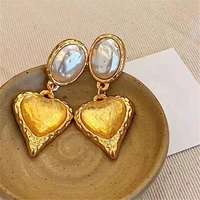 vintage statement baroque big love heart drop dangle earrings for womenn 2022 new pendientes