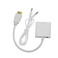 hdmi compatible to vga adapter cable male to famale converter 1080p hd vga jack 3 5 aux cable for pc laptop projector tv
