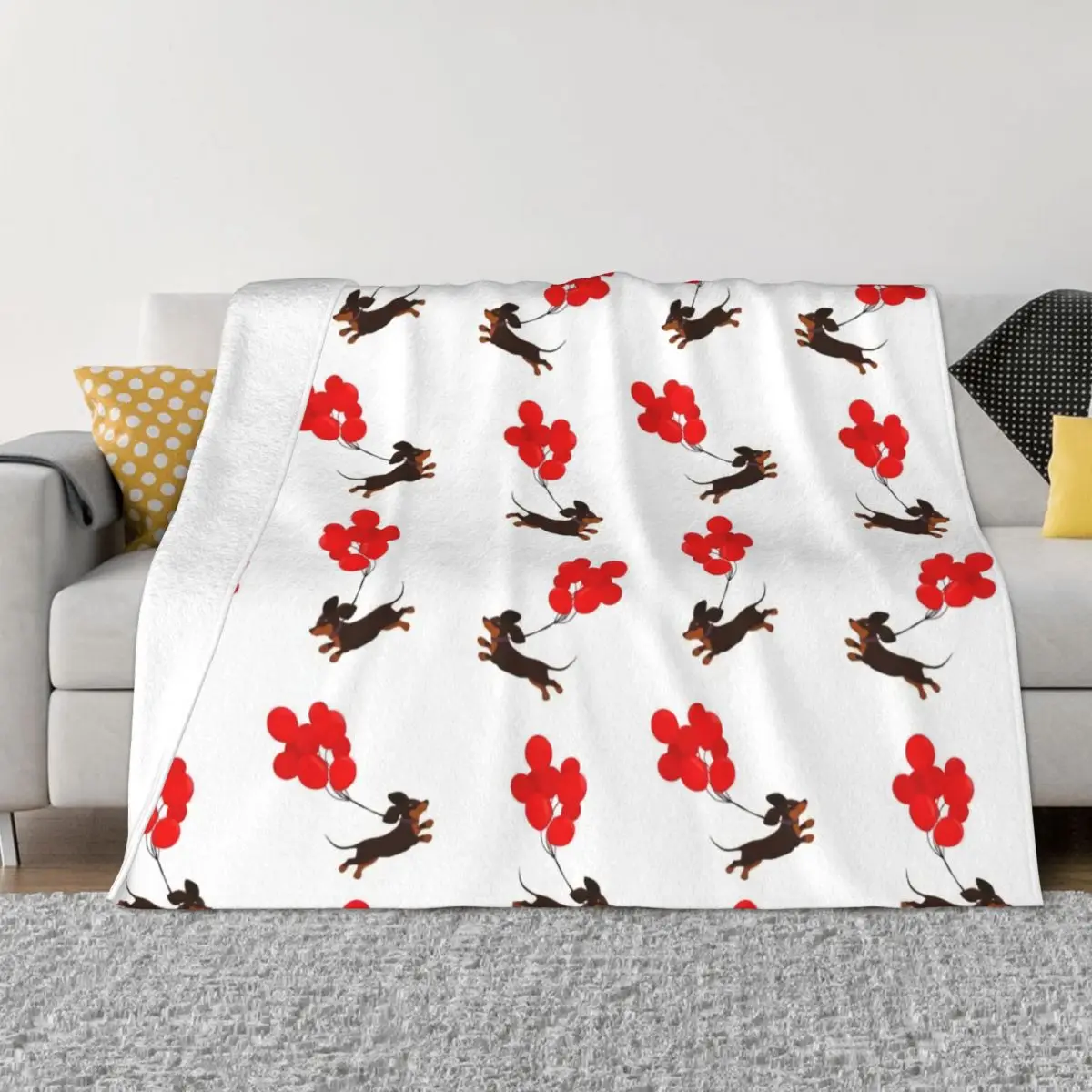 

Throw Blankets for Bedroom Sofa Travel Spring Autumn Warm Fleece Sausage Dog Blanket Soft Flannel Dachshund