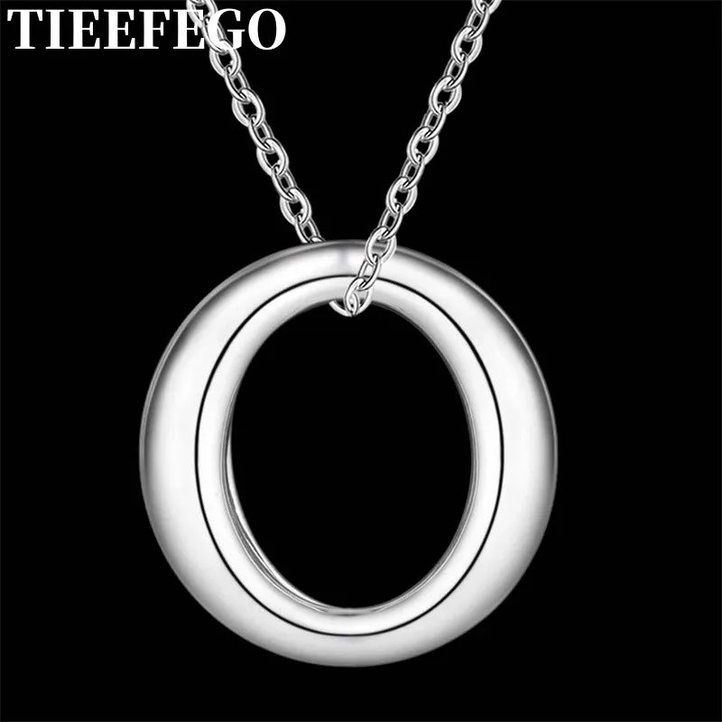 

Glamour New 925 Sterling Silver O Round Pendant Necklace Ladies Christmas Gift Ladies Fashion Party Wedding Jewelry