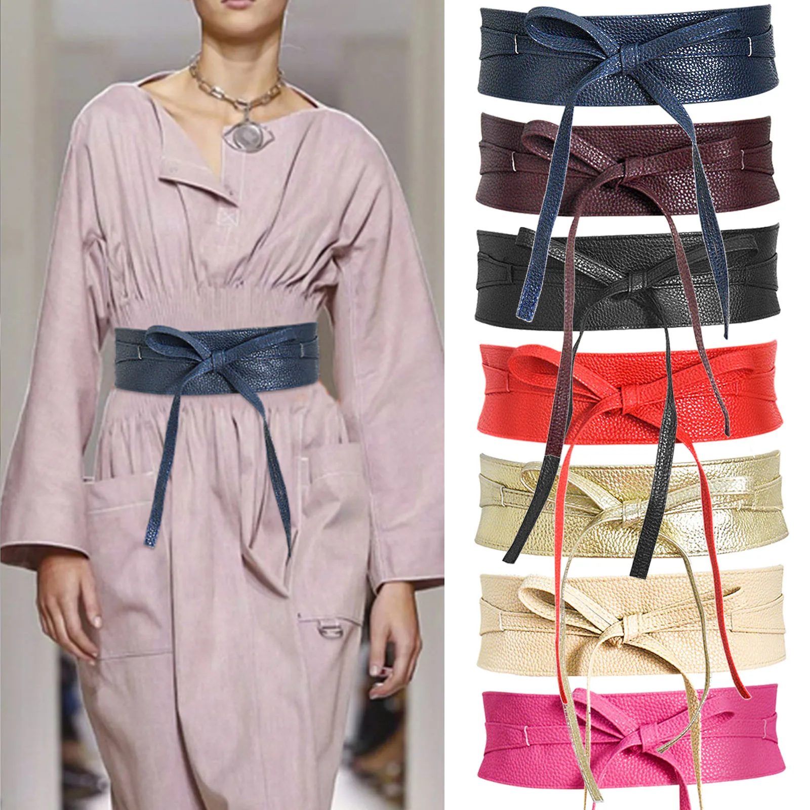 Luxury Brand Women Belt For Dress Leather Bowknot Wide Belts Simple Wrap Waistband Coat Corset Designer Cummerbunds Waist Belt