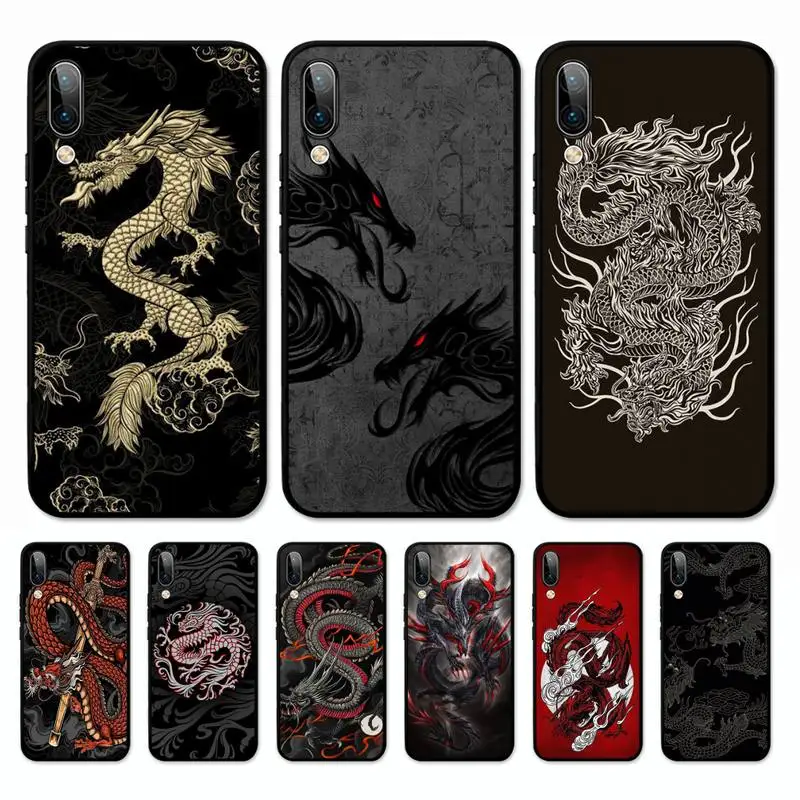 

Fashion Chinese Vintage Dragon Phone Case for Vivo Y91C Y11 17 19 17 67 81 Oppo A9 2020 Realme c3