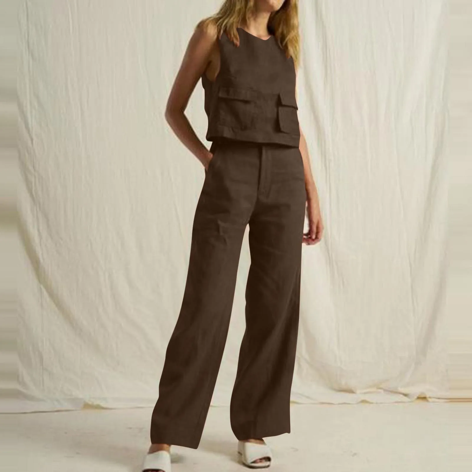 Summer Loose O-Neck Top Wide Leg Pants Two Piece New Elegant Pullover Pants Summer Suit Women Harajuku Style Cotton Linen Suit 5 Summer Loose O-Neck Top Wide Leg Pants Two Piece New Elegant Pullover Pants Summer Suit Women Harajuku Style Cotton Linen Suit 5