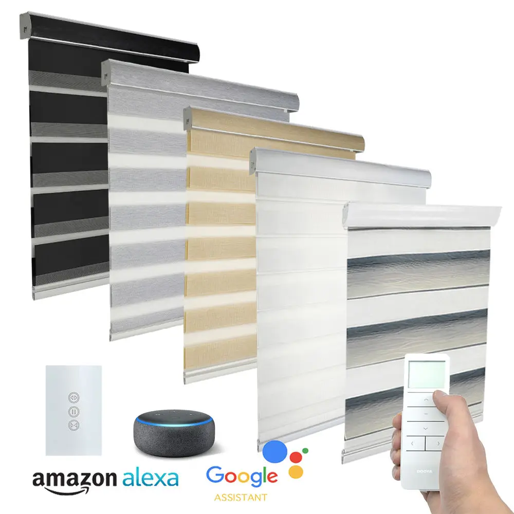 

Высококачественные электронные умные электронные моторизованные смарт-жалюзи с питанием от батареи зебры моторизованные двойные жалюзи