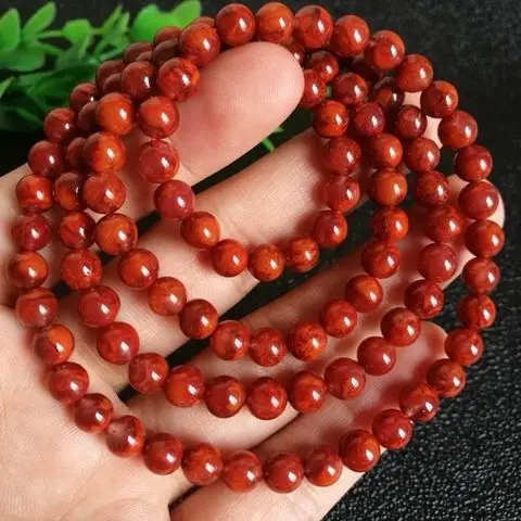 

Natural Red Jade 108 Bead Mala Bracelet Men Women Fine Jewelry 100% Genuine Southern Red Agate Elastic Beaded Bracelets Bangles