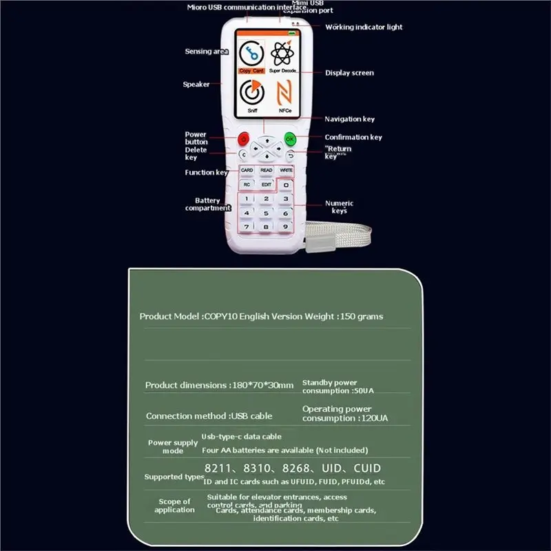 Фото Дубликатор RFID 125 кГц 13,56 МГц, копир-ридер-райтер для смарт-карт ID IC №1