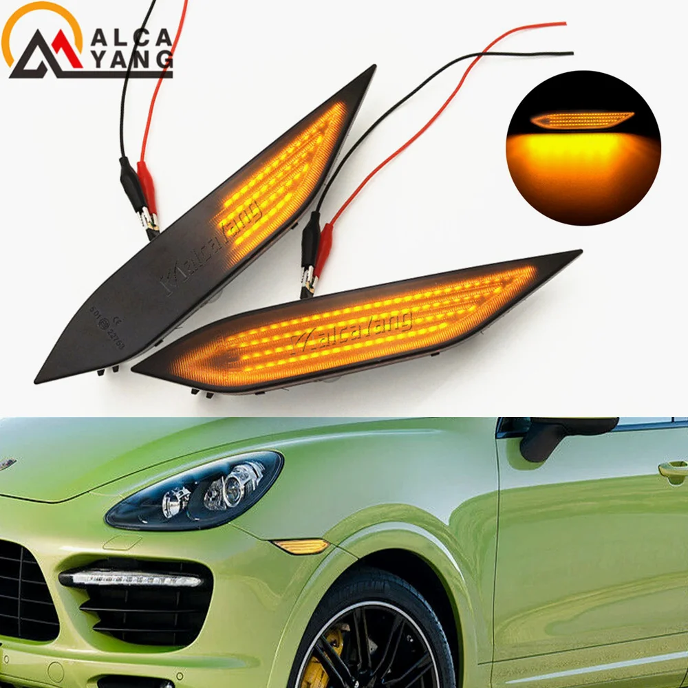 

Amber Dynamic Arrow LED Side Marker Blinker Repeater Turn Signal Light For Porsche Cayenne 958 2010-2014 Canbus Error Free