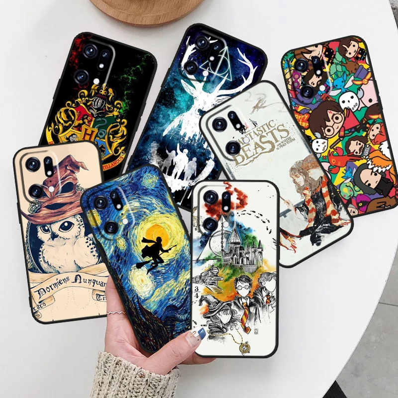 

Potters H-Harrys Cute For OPPO Find X5 X3 X2 Neo Reno 7 6 5 Lite Pro 4Z 4G 5G Silicone Soft TPU Black Phone Case Cover