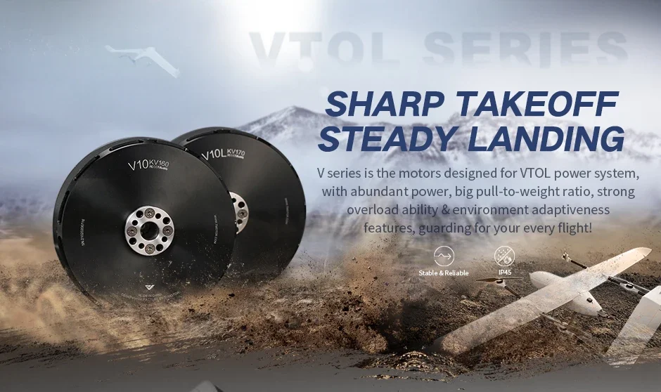 T-двигатель V-типа V10 KV160 12S 42-52 в бесщеточный двигатель 120CC для VTOL мультироторного