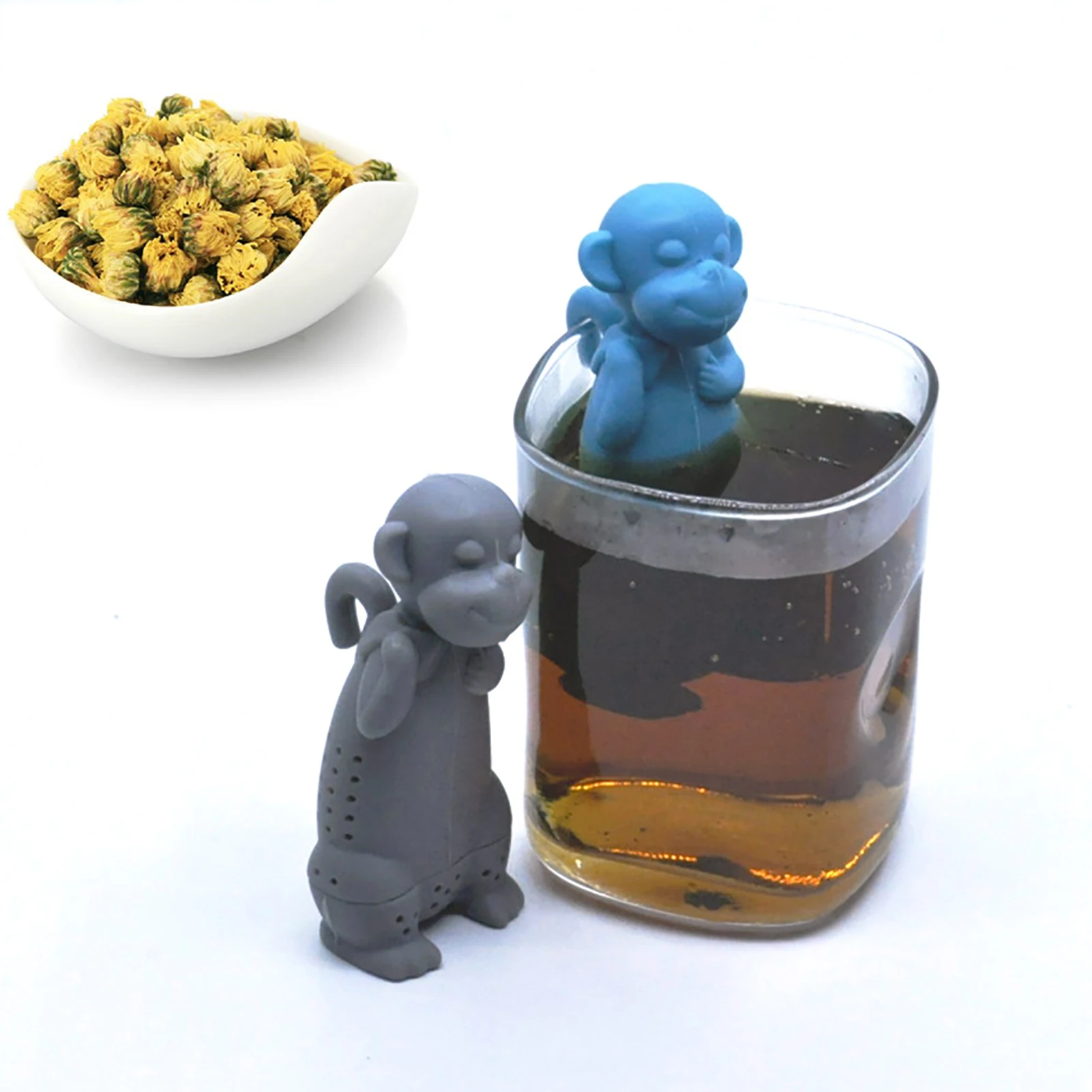 

Чайные ситечки для рассыпного чая в форме обезьяны, ситечко для заваривания чая, милый мультяшный диффузор для чая из пищевого силикона, сит...