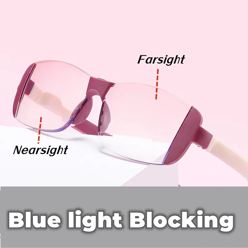 

New Magnetic Therapy Rimless Reading Glasses Blue Light Blocking Bifocal Far Near Eyeglasses Detachable Prescription Eyewear