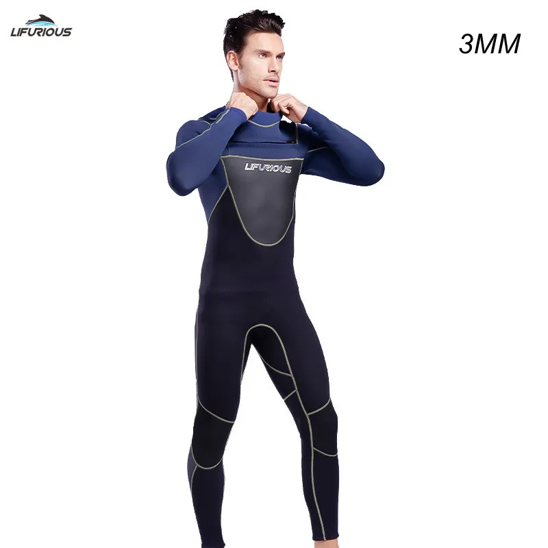 3MM Neoprene One Piece Long Sleeve Keep Warm Spearfishing Wetsuit For Men Full Body Scuba Kayaking Hunting Swimming Diving Suit