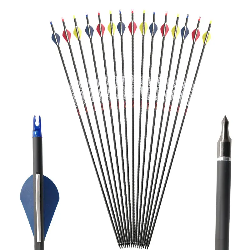 

Archery Carbon Arrows Shafts ID 6.2mm Spine 300 340 400 500 600 700 800 Vanes 100gr Points Compound Recurve Bow Hunting