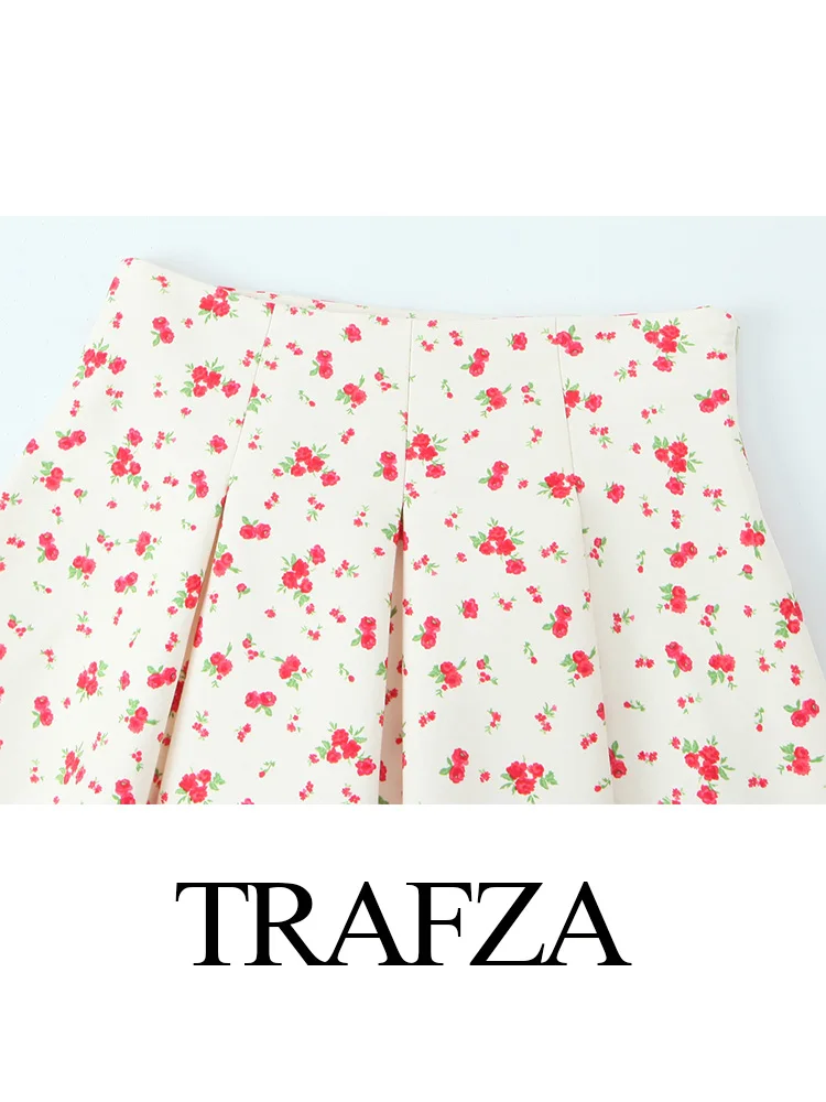 TRAFZA женский элегантный эластичный однобортный топ без рукавов с цветочным